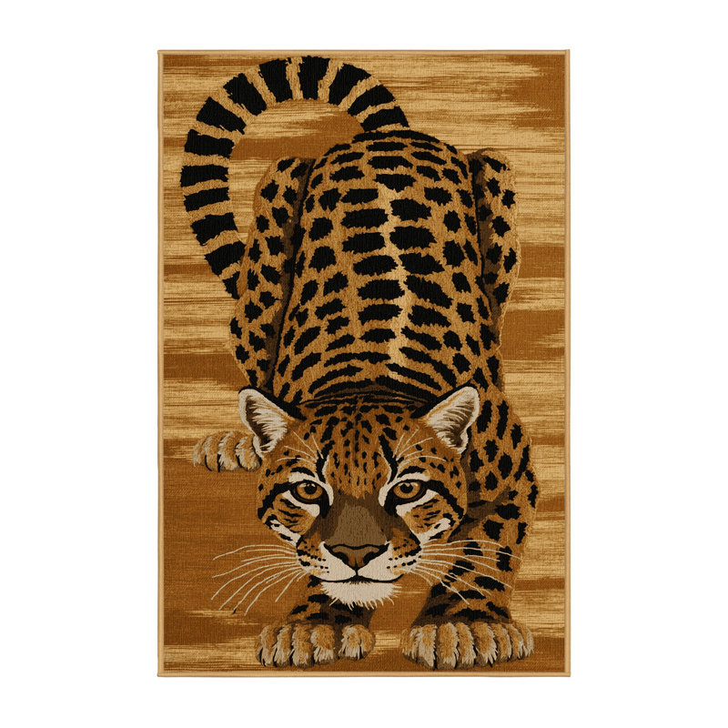 Washable Ocelot Big Cats Area Rug, Rectangle 5' x 7'