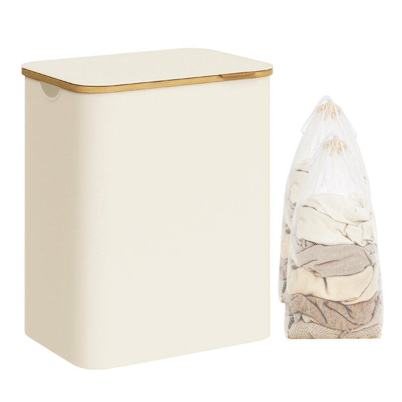 Laundry Hamper with Handles, Cream White