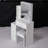 29.2" Small Space Left Bedside Cabinet Vanity Table + Cushioned Stool, Extra Large Right Sliding Mirror, Multi Layer High Capacity Storage, Practical Fashionable Dresser, Suitable For Small Space-1565562362