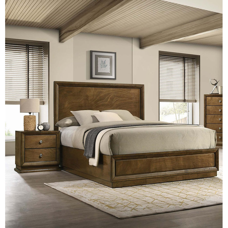 Transitional Style Bed 2X Nightstands 3Pc Set Bedroom, Full