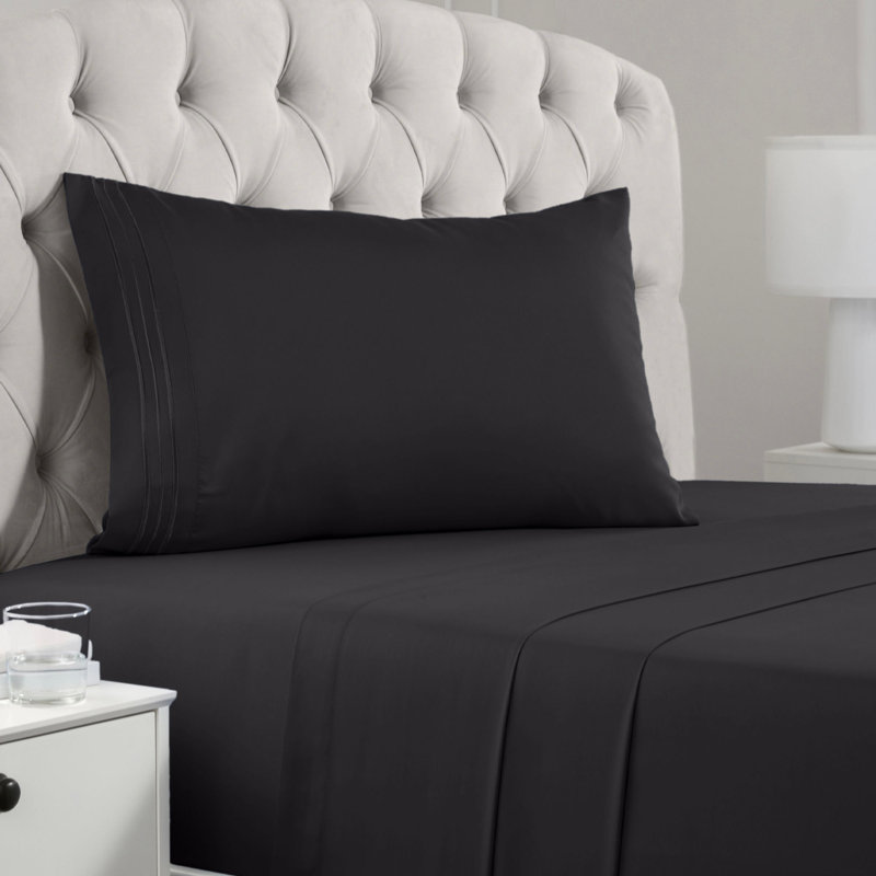 Draps Mellanni 1800, Ensemble de draps pour taille de lit simple TG, Noir