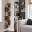 Mykya Rustic 5 Tier Floating Corner Shelf Industrial Rustic Brown Home Furniture
