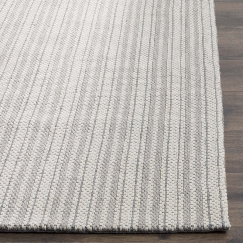 Cherif Wilton Hand Hooked Viscose/Wool Abstract Rug in Gray, Rectangle 4' x 6'