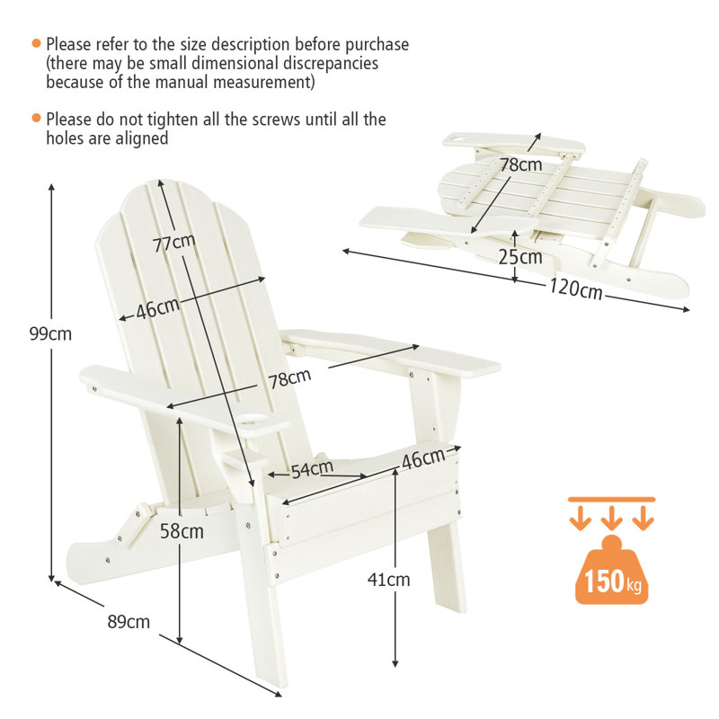 Outdoor Adirondack Chair, White