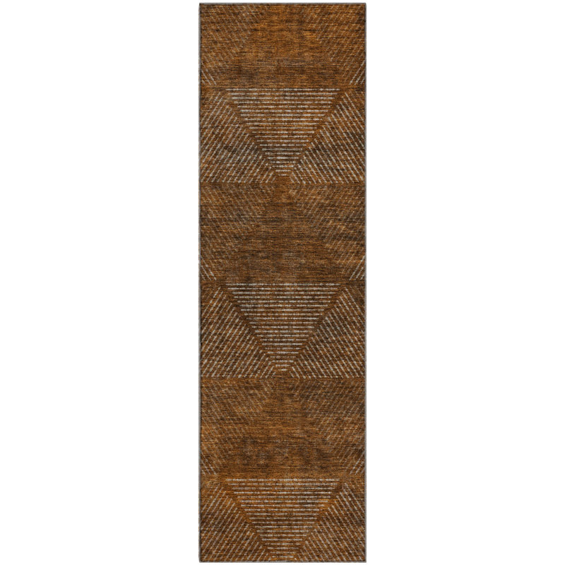 Premium Machine Washable Prisco Terracotta Rug, Runner 2'3" x 7'6"