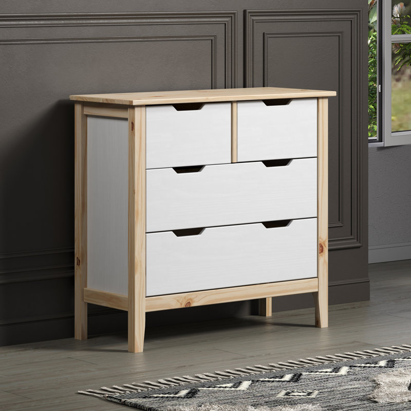 Leonit 4 - Drawer Chest of Drawers, White/Natural