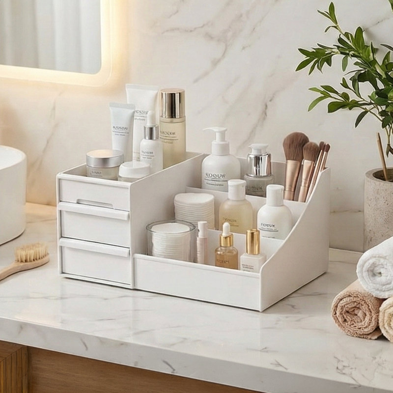 Organisateur de bureau et de maquillage à 5 compartiments avec tiroirs Aurelia