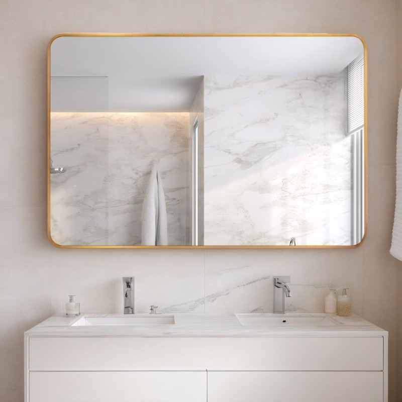 Miroir de salle de bain mural 30x40, Doré