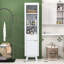 Grande armoire de rangement autoportante pour salle de bain avec tablettes réglables, conception anti-basculement et tiroir cannelé-489581115
