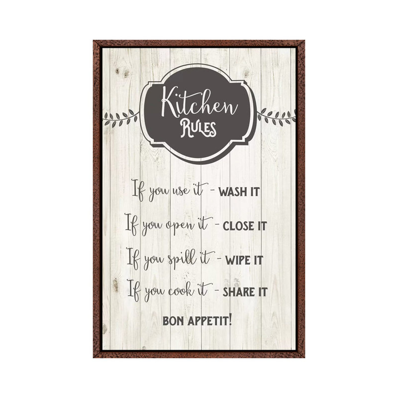 Kitchen Rules by Amanda Murray - Print on Canvas, Classic Brown Wood Framed, 101.6cm H x 66.04cm W x 3.81cm D