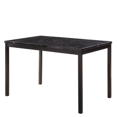 4 tables de salle à manger avec surface en faux marbre noir et plateau en métal pour 4 personnes