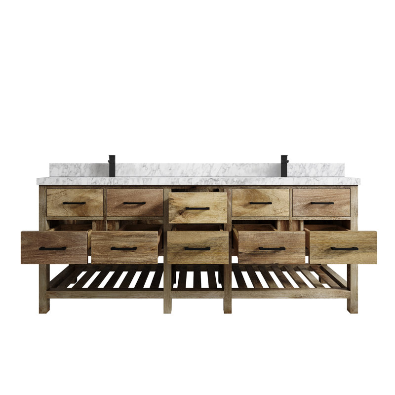 84 po X P 22 po Meuble-lavabo double en marbre de Carrare D Parker