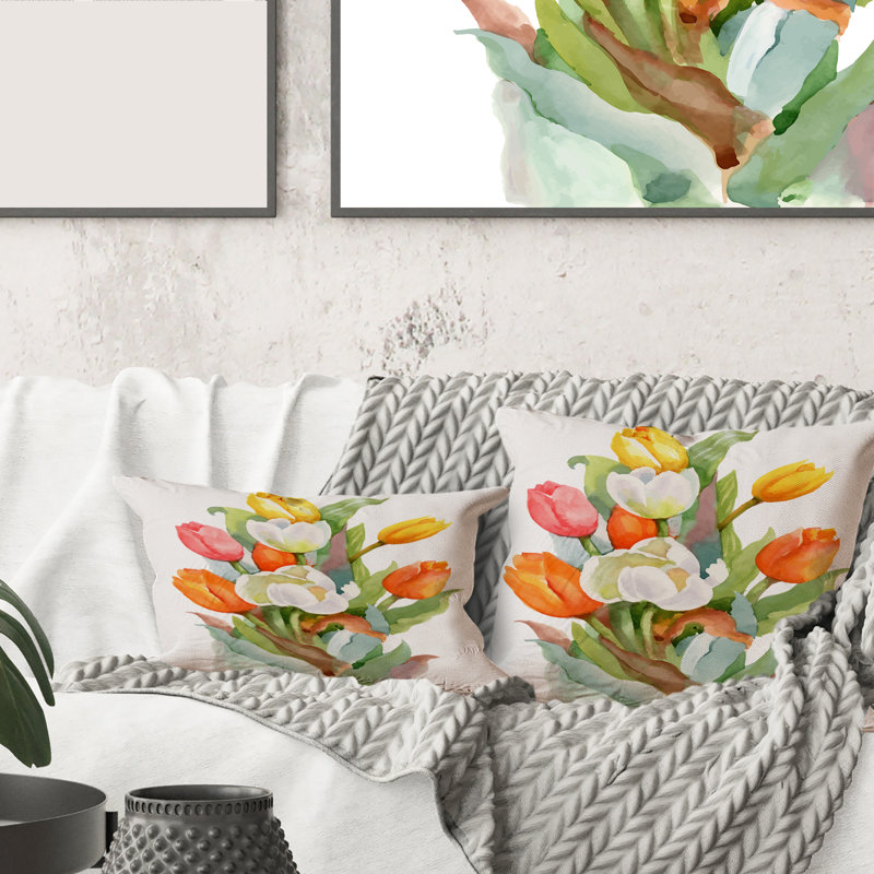 Housse et insert de coussin rectangulaire Blooming and Tulips