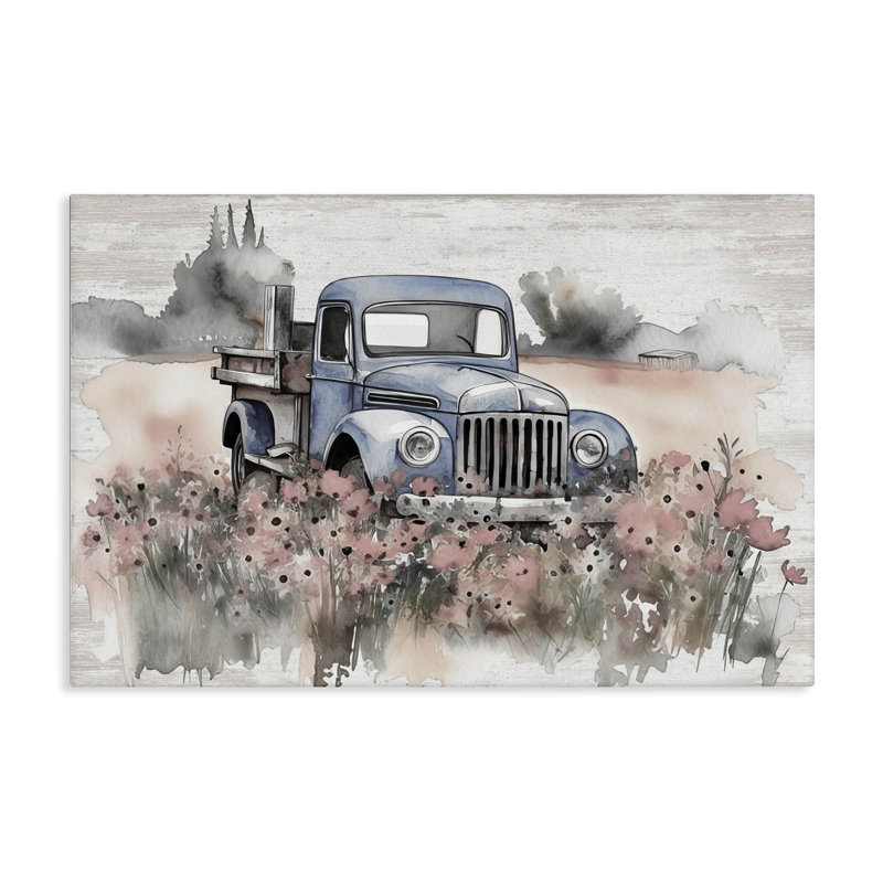 Art mural Pickup in Floral Meadow par lettré et doublé, H 30 po x l 45 po