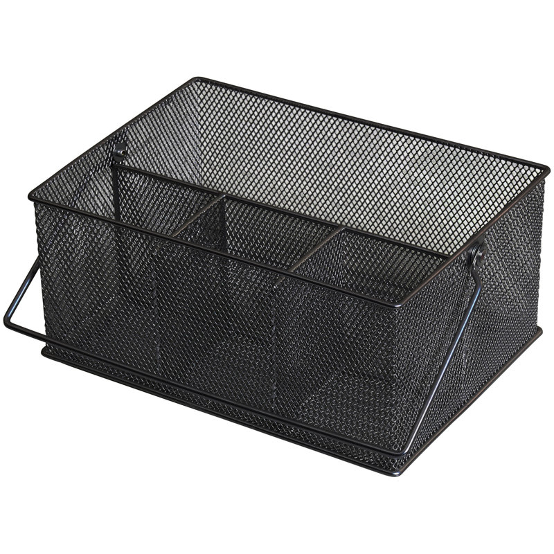 Panier à couverts en filet de métal, Noir