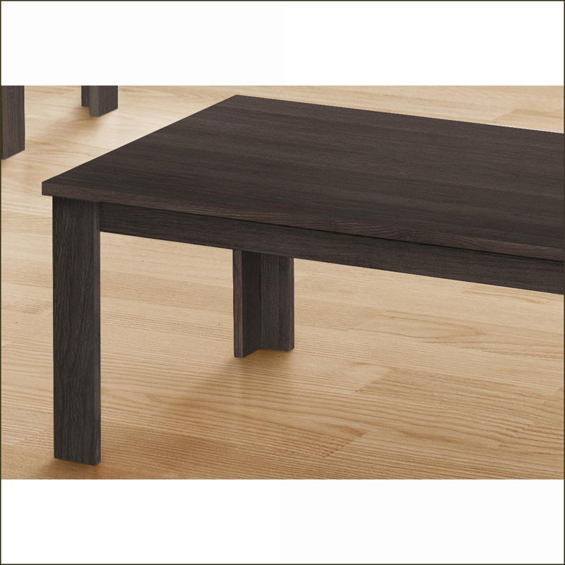 Ensemble de 3 tables basses en stratifié brun pour le salon, style transitionnel avec plateaux spacieux