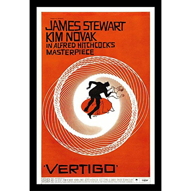 James Stewart, Kim Novak dans Alfred Hitchcocks, chef-d'œuvre vertigo - impression encadrée sur papier