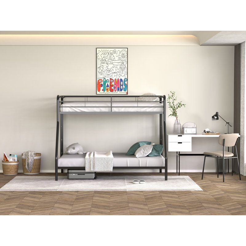 Daury Kids Twin Over Full Bunk Bed, Black