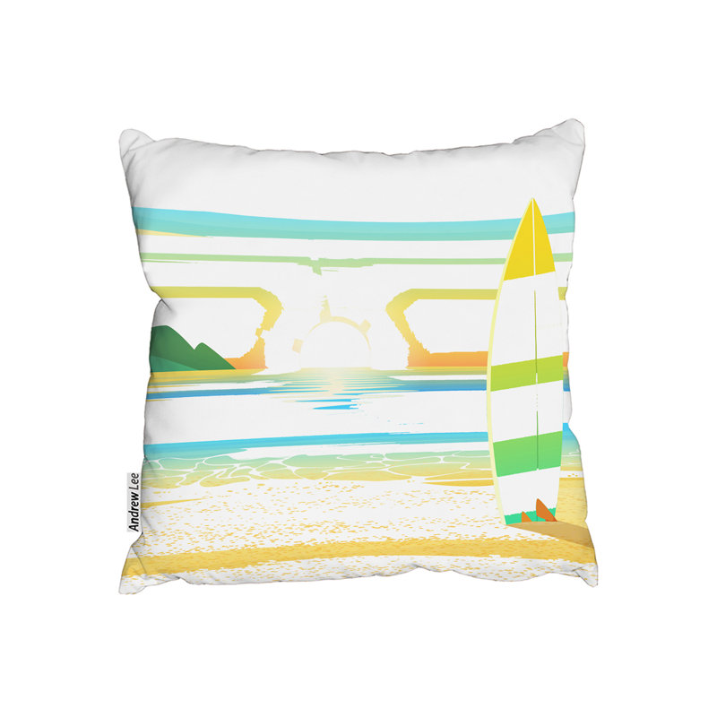 Surf Board on Beach Cushion Cover, 45cm x 45cm