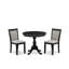 L'ensemble de 3 tables de salle à manger modernes comprend une table de cuisine ronde avec piédestal et 2 chaises rembourrées en tissu Shitake, noir brossé-1120883398-1120927365
