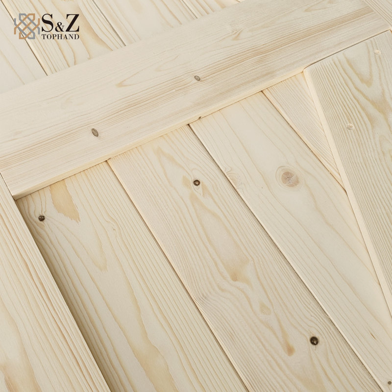 Unfinished Spruce British Brace Sliding Barn Door with Hardware Kit