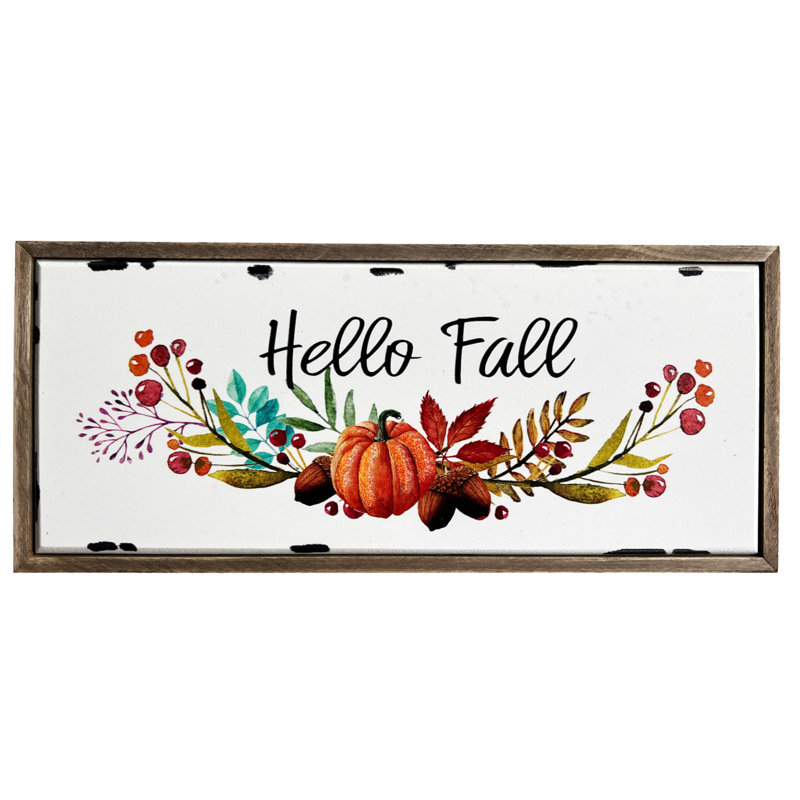 Panneau de citrouille en bois Hello Fall