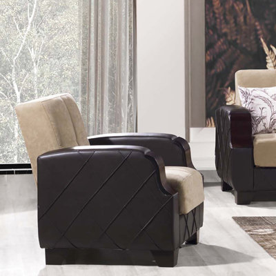 Fauteuil rembourré avec rangement brun et fonctionnel. Revêtement en microfibre de 36,36 po Profondeur, 37,83 largeur, 35,97 hauteur, 111,99 lb. Poids. Capacité de 300 lb. Facile à assembler. Idéal pour