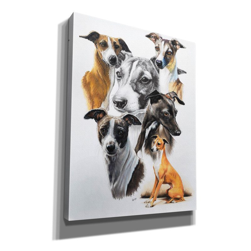 «Italian Greyhound Medley» par Barbara Keith, art mural sur toile, H 34 po x l 26 po x P 1,5 po
