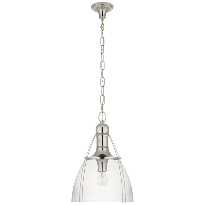 Chapman & Myers Prestwick Pendant, Clear, 26.5" H x 18" W x 18" D, Polished Nickel
