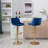 Chrome Footrest And Base Swivel Height Adjustable Mechanical Lifting Velvet + Golden Leg Simple Bar Stool,Set Of 2,Navy