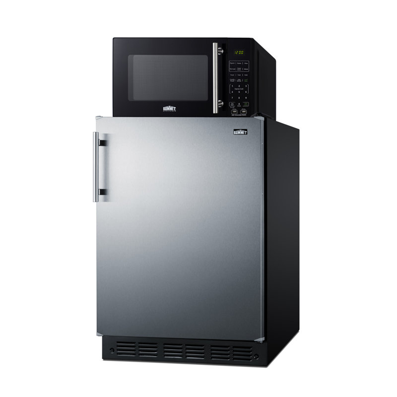 Smart 5 Cu. Ft. Silver Stainless Steel Undercounter Mini Refrigerator-Freezer with Glass Shelves