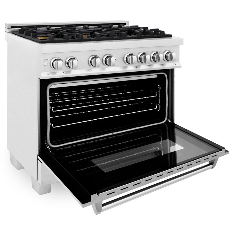 ZLINE 36" Legacy Dual Fuel Range, Brass Burners Satin Stainless Steel