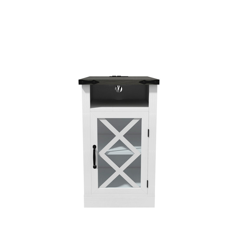 End Table With Charging Station, Nightstand With Adjustable Shelf, Wooden Side Table With Storage For Living Room, Bedroom