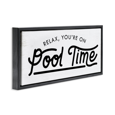 Pool Time Summer Phrase Black Framed Floater Canvas Wall Art by Daphne Polselli