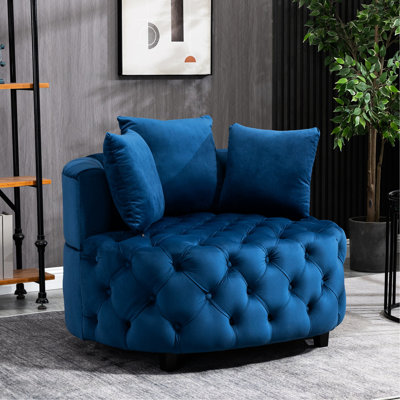 Living Room Accent , Blue Velvet Modern Chair With Foam Filler Furniture,