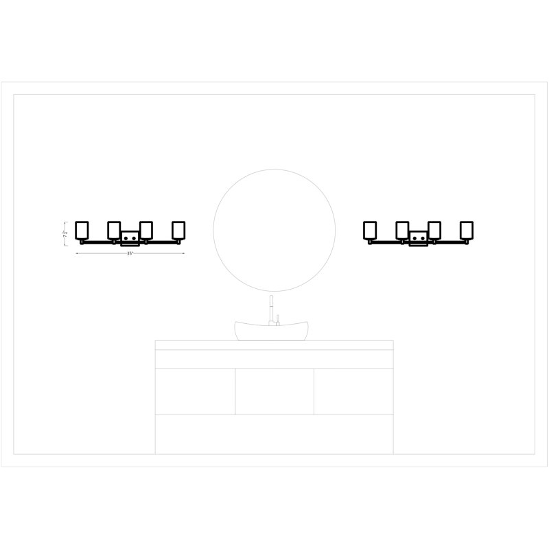 Luisa bath wall sconce with clear fluted glass shades, Satin Bronze, 4