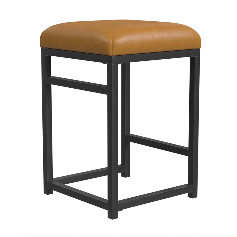 Junad 24" Counter Stool, Brown Faux Leather