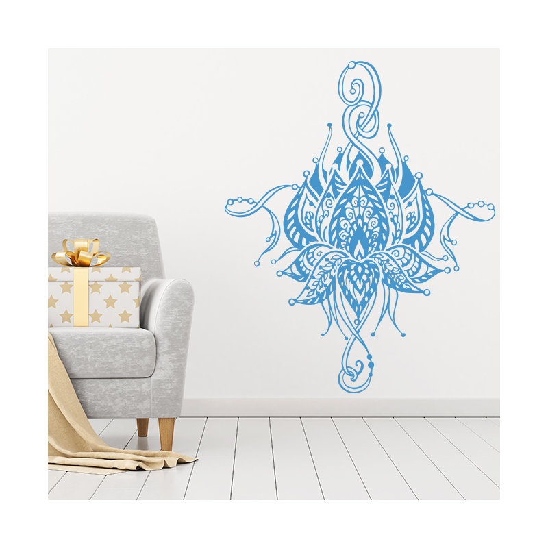 Décalcomanie murale fleur lotus Buller, Bleu givré