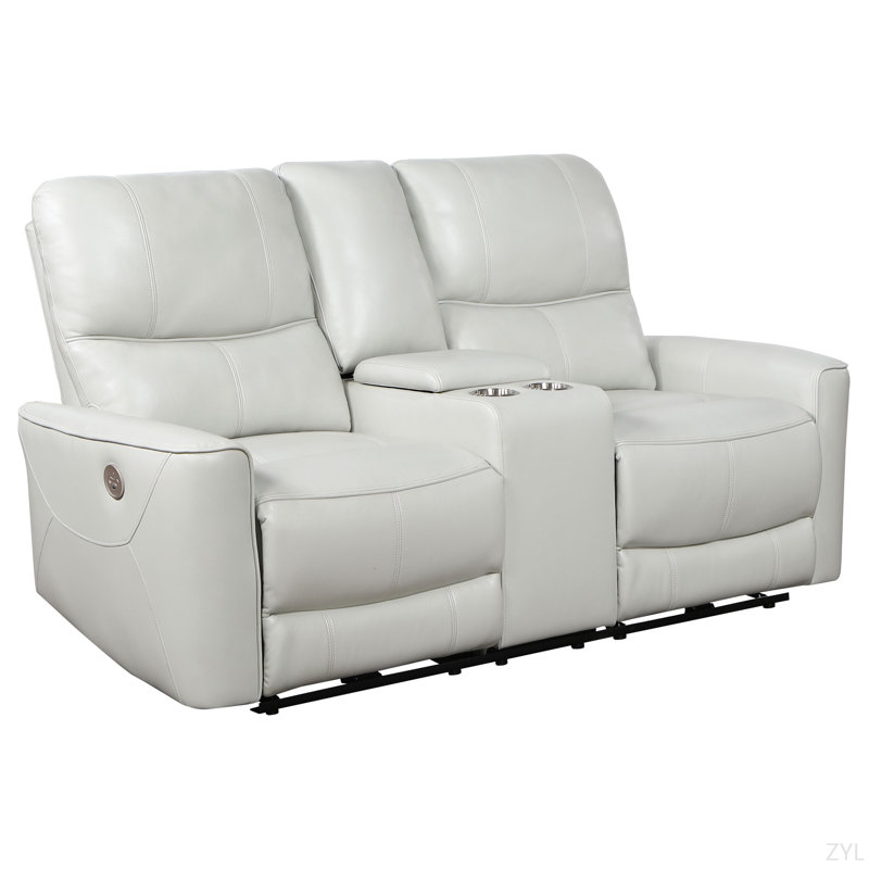 Upholstered Power Reclining Loveseat, Gray