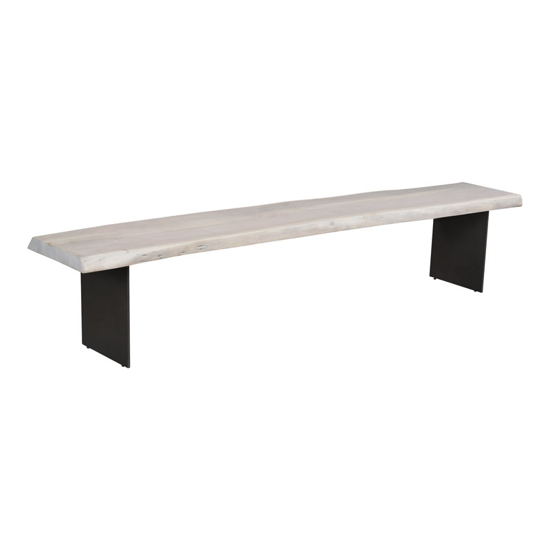 Banc en bois Roberto 92 "Live Edge, Blanc