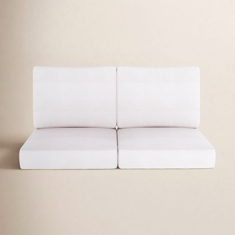 Lisette Sunbrella® Outdoor Loveseat Seat / Back Cushion, Sunbrella Play Snow