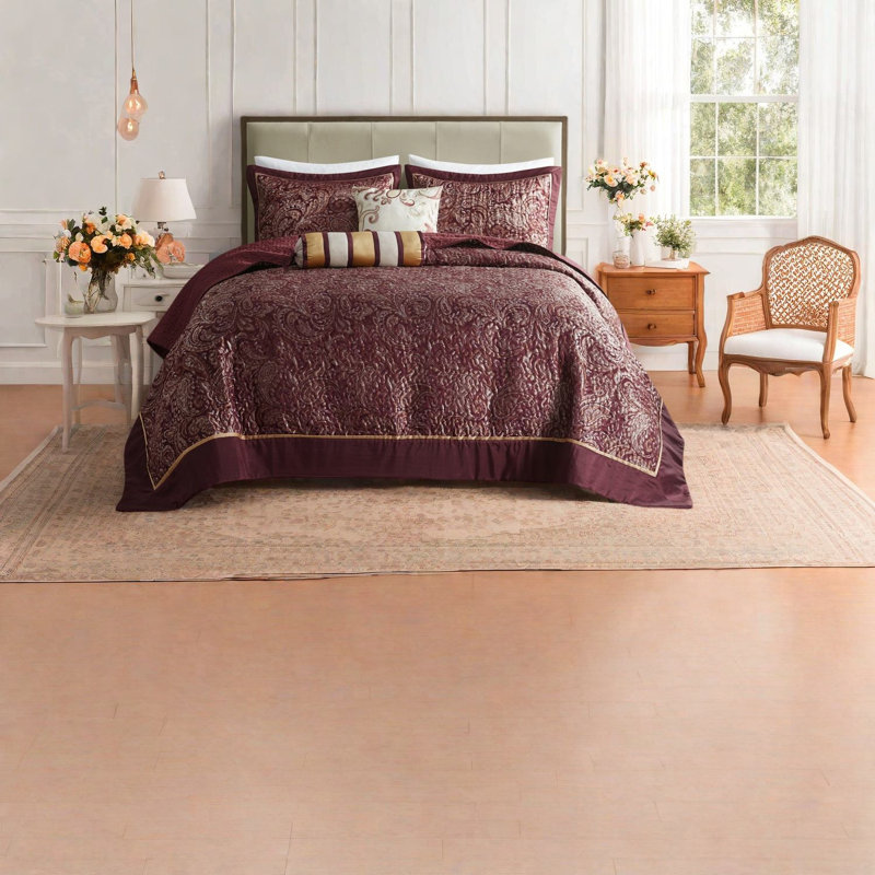 Ensemble de literie luxueuse en jacquard pour très grand lit, confort en coton, décoration intérieure de style classique