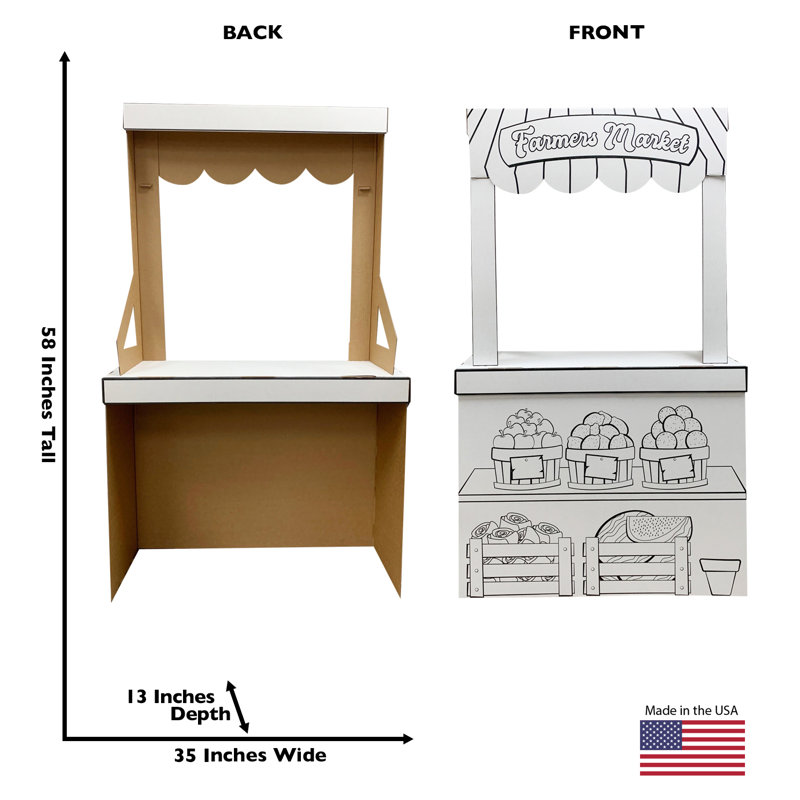 58'' Black and White Cardboard Farmers Market Stand