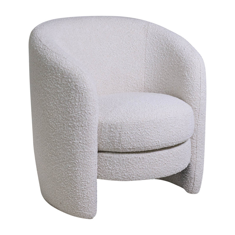Fauteuil demi-tonneau enveloppant, Mélange de lin ivoire / beige