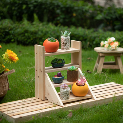 Kenetra Solid Wood Plant Stand 4 Tier
