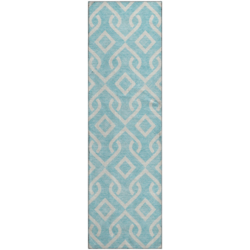 Premium Machine Washable Cerrito Aqua Rug, Runner 2'3" x 7'6"