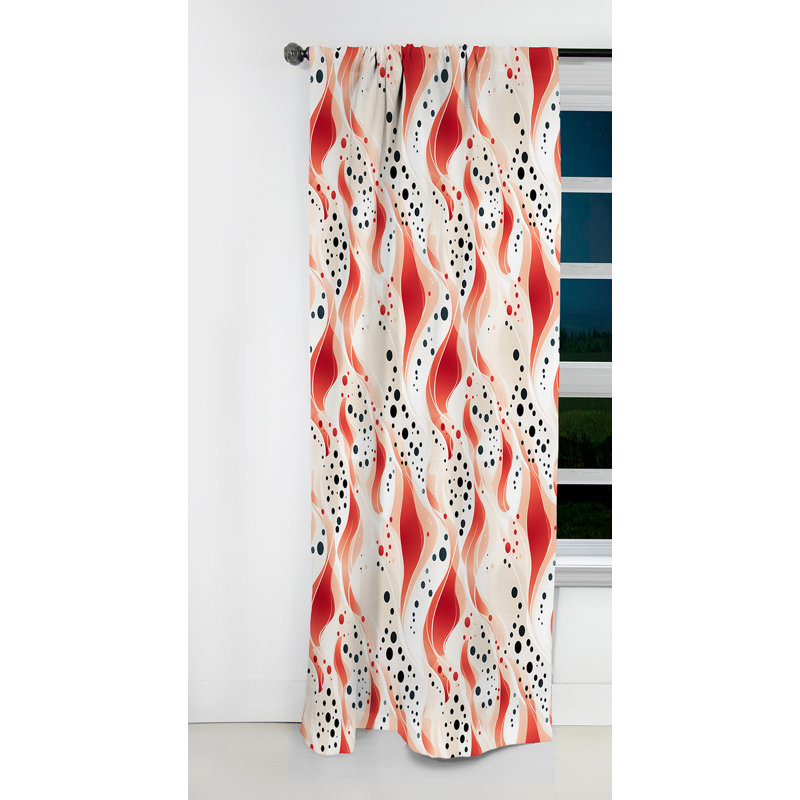 Motif à pois rouges et blancs III - Rideau abstrait - Rideau occultant - 1 panneau, L 52 po x L 120 po