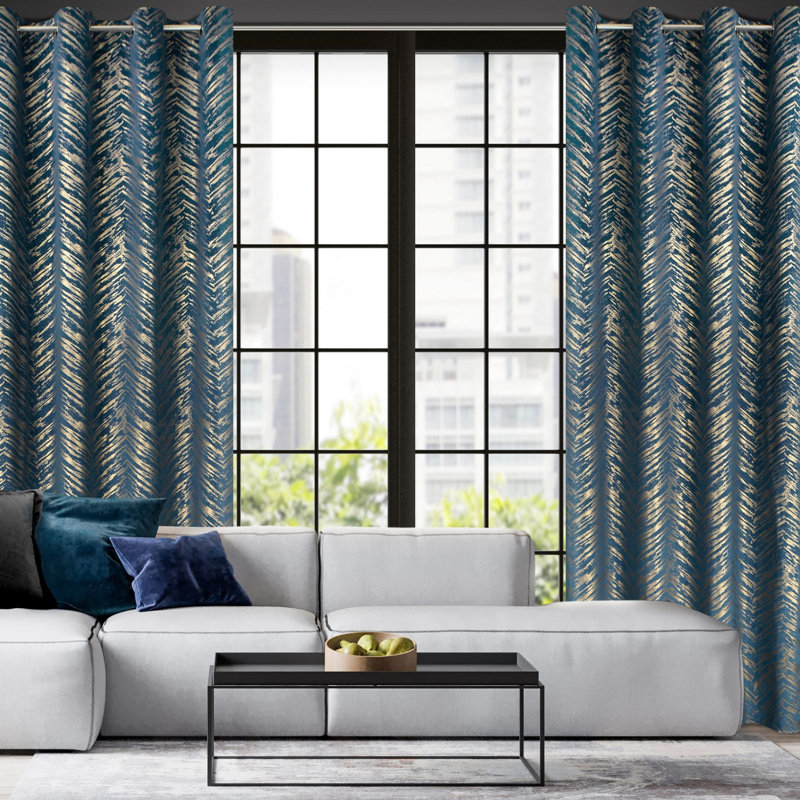 Adelya Blackout Curtains Single Panel, Marine