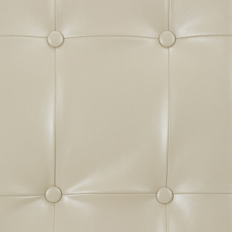 Satin Cream Faux Leather Upholstered Parsons Side Chair, High Back