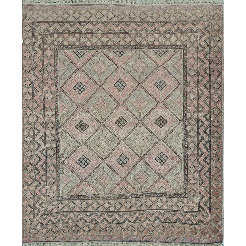 Tapis chameau et crème noué à la main de haute qualité